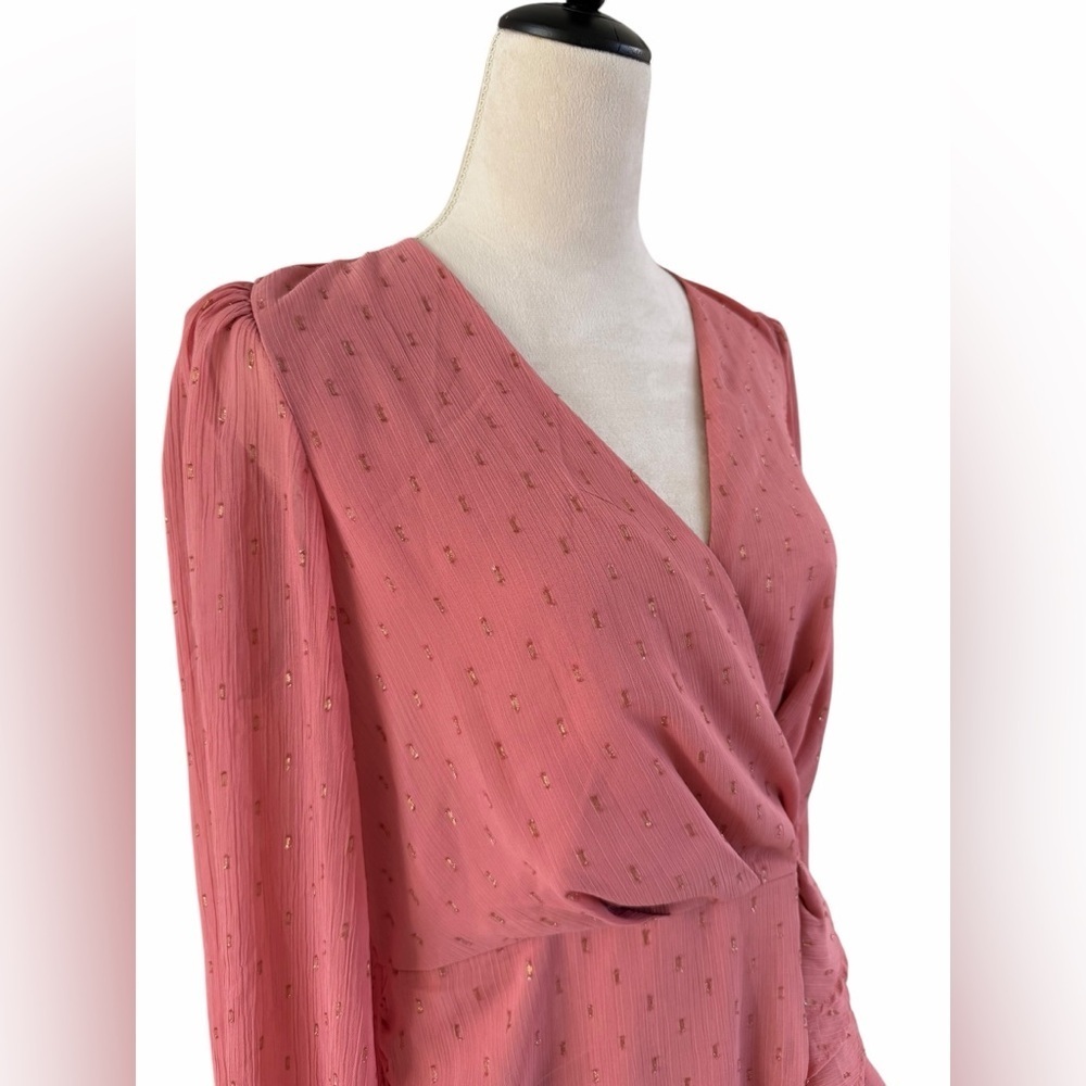 Express Blush Pink Long Sleeve Ruffle Mini lDress - Picture 4 of 7